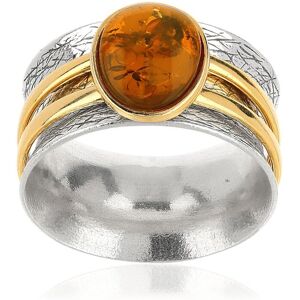 Bague argent 925 2 tons ambre ovale- MATY 49-50,51-52,53-54,55-56,57-58,59-60 - Publicité