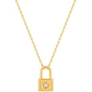 Collier plaquÃ© or jaune, motif cadenas zirconia 45 cm- MATY