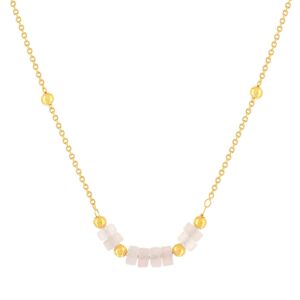 Collier plaquÃ© or jaune quartz rose 42 Ã  47 cm- MATY