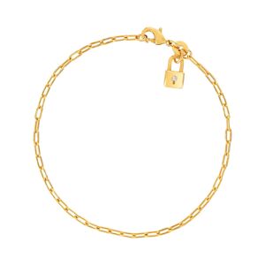 Bracelet plaquÃ© or jaune motif cadenas zirconia 18 cm- MATY