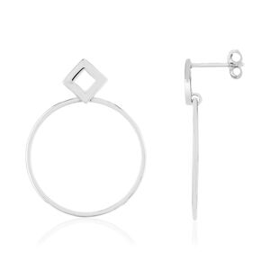 Boucles d'oreilles argent 925 motif losange et anneau- MATY