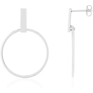 Boucles d'oreilles argent 925 motif barrette et anneau- MATY