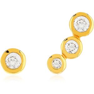 Boucles d'oreilles plaquÃ© or jaune zirconias, 1 clou et 1 contour.- MATY