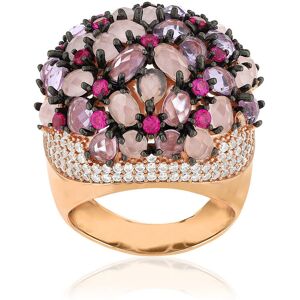 Bague argent 925 rose et ruthÃ©nium noir zirconias multicolores- MATY 53-54,55-56,57-58,59-60,61-62,63-64 - Publicité