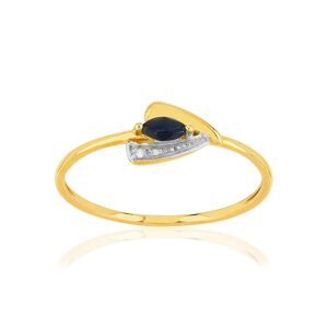 Bague or 375 jaune 2 tons saphir et diamant- MATY 49-50,51-52,53-54,55-56,57-58,59-60,61-62,63-64