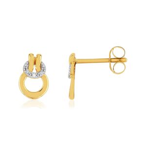 Boucles d'oreille or 375 jaune 2 tons diamants- MATY