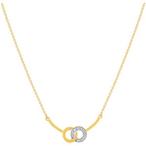 Collier or 375 jaune 2 tons diamants 45cm anneau de raccourcissement 42cm- MATY