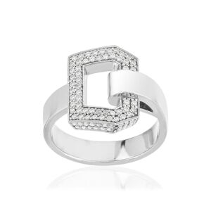 Bague or recyclÃ© 750 blanc boucle et demi-tour diamants- MATY 51-52,53-54,55-56,57-58,59-60