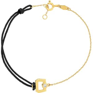 Bracelet boucle chaine or recyclÃ© 750 jaune diamant et cordon noir 18cm- MATY