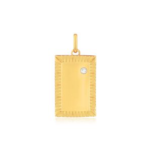 Pendentif or 375 jaune rectangulaire diamant- MATY