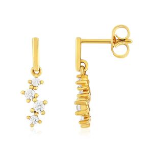 Boucles d'oreilles or 375 jaune pendants zirconias- MATY - Publicité