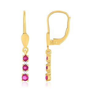 Boucles d'oreilles or 375 2 tons dormeuses rubis diamants- MATY