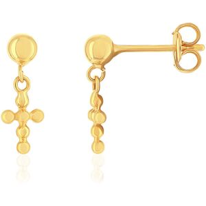 Boucles d'oreilles or 375 jaune croix religieuse- MATY - Publicité