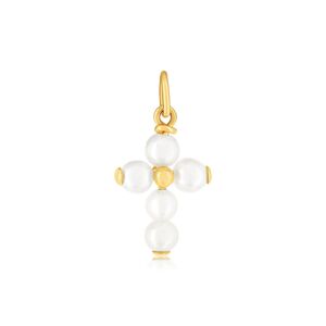 Pendentif or 375 jaune perle de culture croix religieuse- MATY