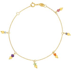 Bracelet or 375 jaune pampilles pierres naturelles 18cm- MATY