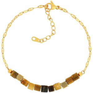 Bracelet acier dorÃ© pierres oeil de tigre 20 cm- MATY