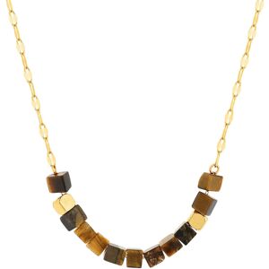 Collier acier dorÃ© pierres oeil de tigre 48 cm- MATY