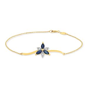 Bracelet or 375 2tons fleur saphirs et diamants 18cm- MATY