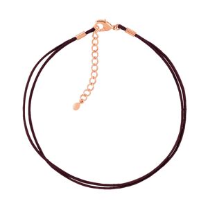 MATY OUTLET -Bracelet plaquÃ© or rose cordon coton chocolat