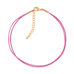 MATY OUTLET -Bracelet plaquÃ© or cordon coton fuchsia