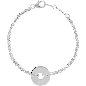 Bracelet argent 925 double chaÃ®ne disque personnalisable 17,5 cm- MATY