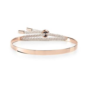 Bracelet jonc plaquÃ© or rose cordon beige- MATY