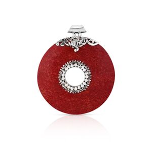 Pendentif argent 925 corail gorgone rond centre ouvragÃ©- MATY