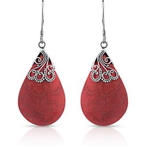 Boucles d'oreilles argent 925 pendants gouttes corail gorgone- MATY