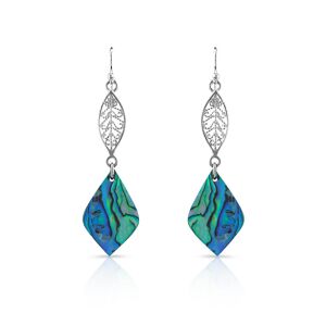 Boucles d'oreilles argent 925 pendants losanges nacre abalone- MATY