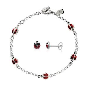 Parure bracelet 17 cm et boucles d'oreilles argent 925 coccinelles- MATY