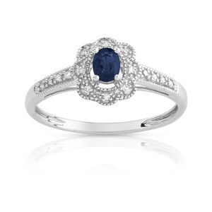 Bague argent 925 saphir ovale et diamants- MATY 49-50,51-52,53-54,55-56,57-58,59-60,61-62,63-64,65-66