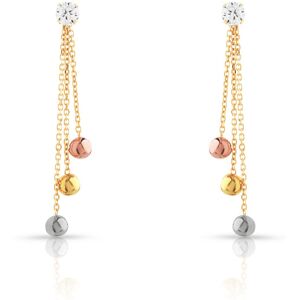 Boucles d'oreilles 3 ors 750 pendants boules zirconias- MATY - Publicité