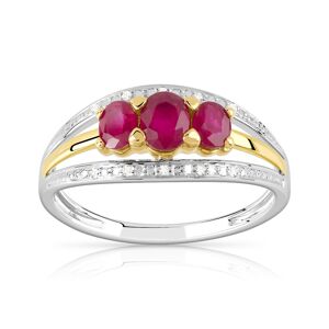 Bague 2 ors 375 rubis et diamants- MATY 50,62,48,52,53,55,49,60,61,51,54,56,58,59,57