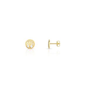 Boucles d'oreilles or 375 jaune arbres de vie nacre- MATY