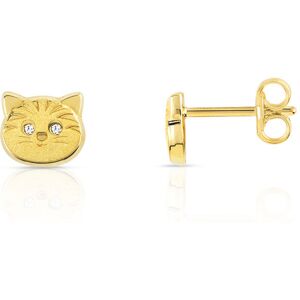 Boucles d'oreilles or 375 jaune chats zirconias- MATY