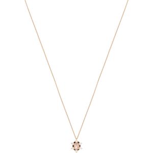 MATY OUTLET -Collier or 375 rose quartz zirconia noir et perle