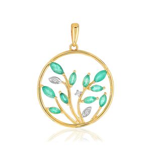 Pendentif or 375 2 tons arbre Ã©meraudes et diamants- MATY