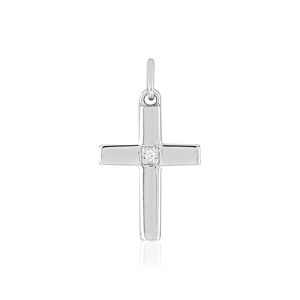 Pendentif croix or 375 blanc diamant- MATY