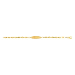 Bracelet identitÃ© or 375 jaune maille grain de cafÃ© personnalisable 14 cm- MATY