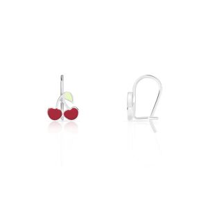 Boucles d'oreilles argent 925 laque dormeuses cerises- MATY