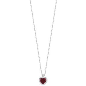 Collier argent 925 coeur zirconias blancs et rouge 47 cm- MATY