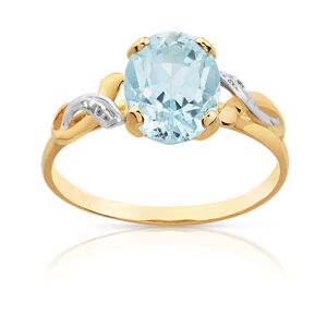 Bague or 750 2 tons topaze bleue traitÃ©e- MATY 60,51,57,48,50,52,54,59,58,49,53,55,56