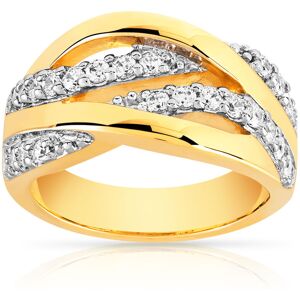 Bague plaquÃ© or 2 tons entrelacÃ©e zirconias- MATY 49-50,51-52,53-54,55-56,57-58,59-60,61-62,63-64,65-66