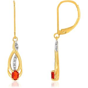 Boucles d'oreilles plaquÃ© or 2 tons dormeuses rubis imitation- MATY