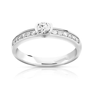 Bague solitaire or 750 blanc diamant 40/100e de carat- MATY 53,55,56,54,57,58,59,60,61,62,50,48,49,51,52