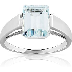 Bague or 750 blanc aigue marine rectangulaire- MATY 50,51,52,53,54,55,56,57,58,59,60,61,62