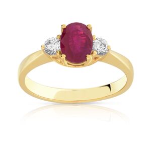 MATY OUTLET -Bague or 750 jaune rubis et diamant 48,49,50,51,52,53,54,55,56,57,58,59,60,61,62