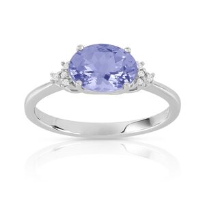 Bague or 375 blanc tanzanite ovale et diamants- MATY 50,51,52,53,54,55,56,57,58,59,60,61,62