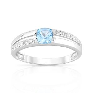 Bague or 375 blanc topaze bleue traitÃ©e et diamants- MATY 60,55,49,51,62,48,54,53,50,58,59,61,56,57,52