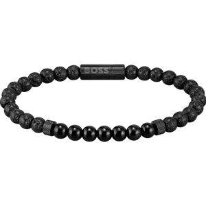 Bracelet homme Boss pierres de lave noires 19 cm- MATY